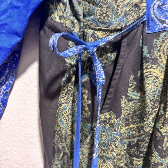 Free People Anthropology Blue Blooming Fields Jumpsuit Romper V-Neck Large Boho‎ - Picture 6 of 8